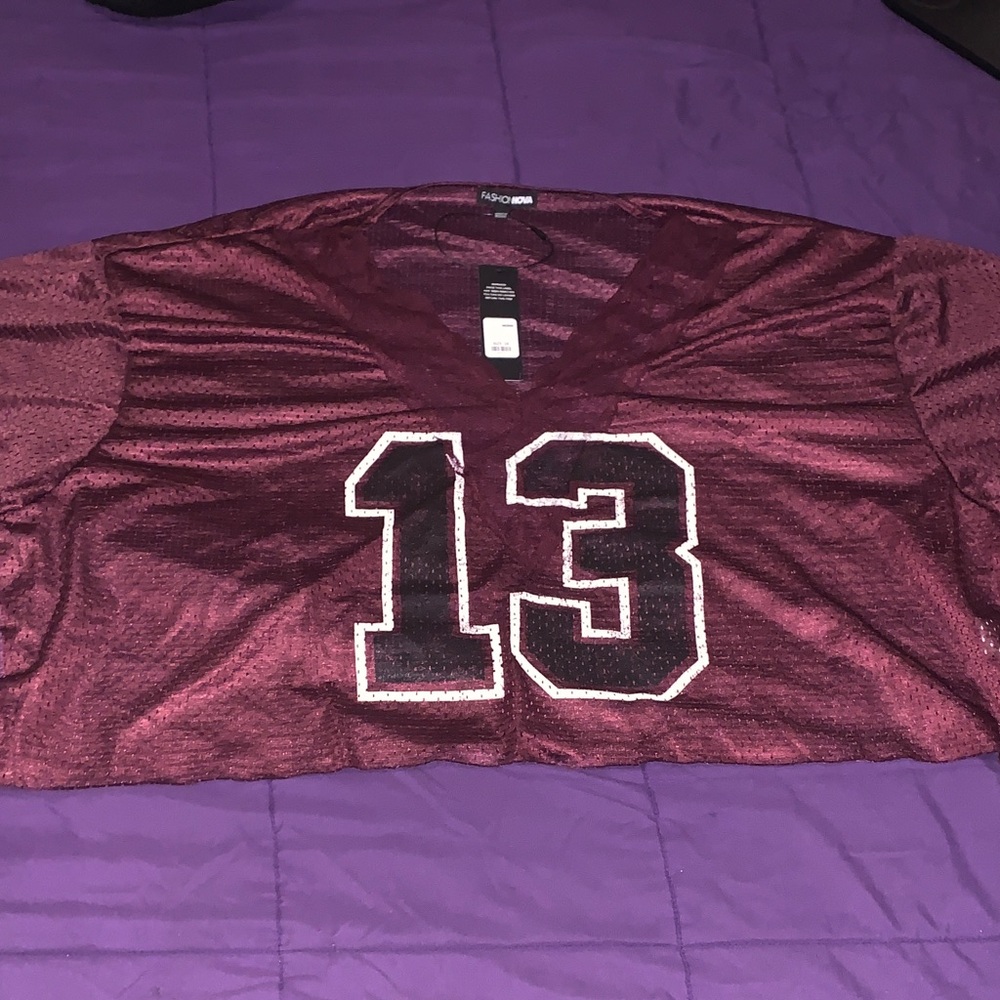 Fashion Nova Burgundy Cropped Jersey